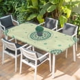 thumbnail image 2 of Green Floral Table Cloths for 4 Foot Rectangle Tables, round Floral Ethnic Abstract Patterned Patio Waterproof Elastic Fitted Tablecloths, Washable Rectangular Table Cover for Camping, 2 of 8