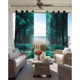thumbnail image 4 of Aque Trees Blackout Curtains, Light Blocking Print Window Curtains, Forest Art Decor Spring Summer Nature Leaf Thermal Insulated Window Drapes for Living Room Kitchen Cafe 2 Panels, 104"W x 63"L, 4 of 9