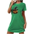 thumbnail image 3 of Hvot&aat Women's Halloween Chest Print Funny Pumpkin Dress Comfort Crew Neck Short Sleeve Nightdress, 3 of 3