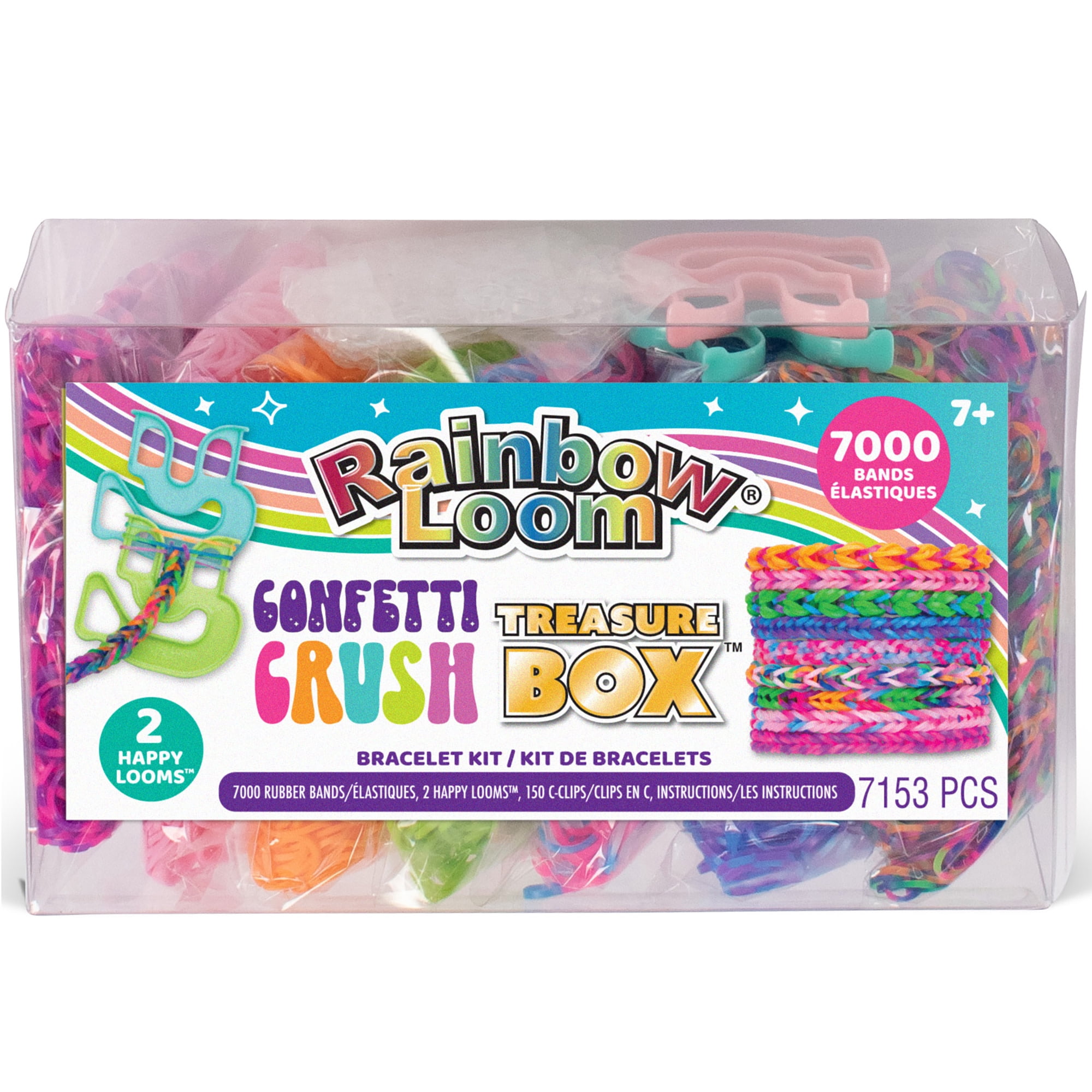 Rainbow Loom: Treasure Box - Confetti Crush Edition - DIY Bands Bracelet Kit, 7000 Rubber Bands, 2 Happy Looms, Jewelry Crafting Activity, Kids 7+
