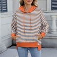 thumbnail image 2 of Fashion Pullover Hoodies for Women Trendy Plus Size Solid Color Long Sleeve Hooded Striped Pullover Casual, 2 of 8