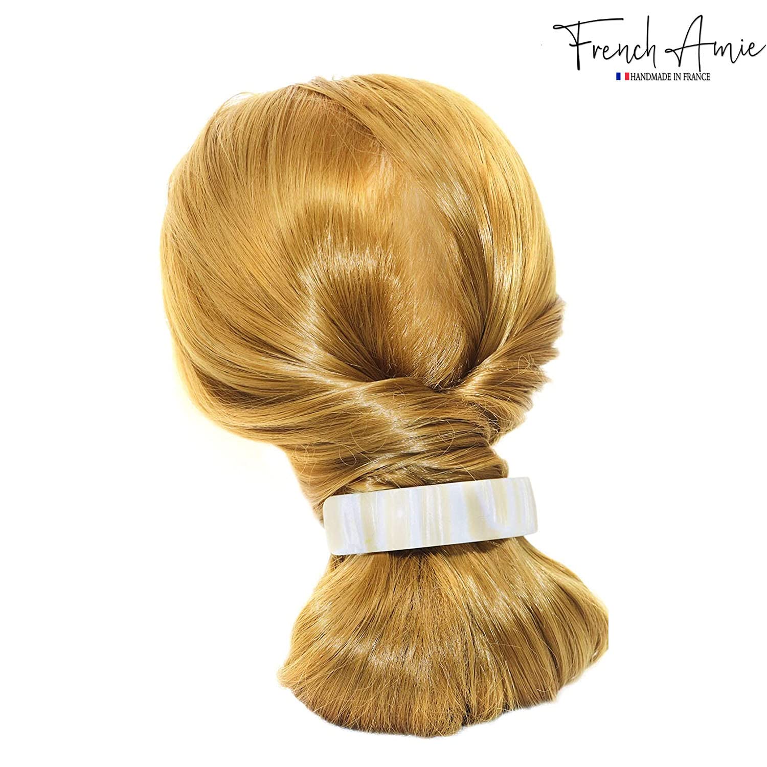 French Amie Long Rectangle Cream Ivory Celluloid Large Hair Clip Barrete
