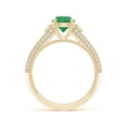 thumbnail image 2 of ANGARA Natural Vintage Inspired Round Emerald & Diamond Three Stone Ring in 14K Yellow Gold for Women (Size-6.5mm) | May Birthstone, Anniversary, Jewelry Gift for Women | Natural Emerald Ring, 2 of 9
