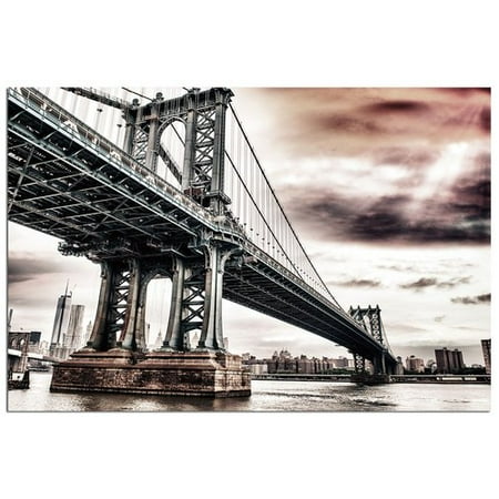 Modern Home Ultra High Resolution Tempered Glass Wall Art New York Manhattan Bridge 1