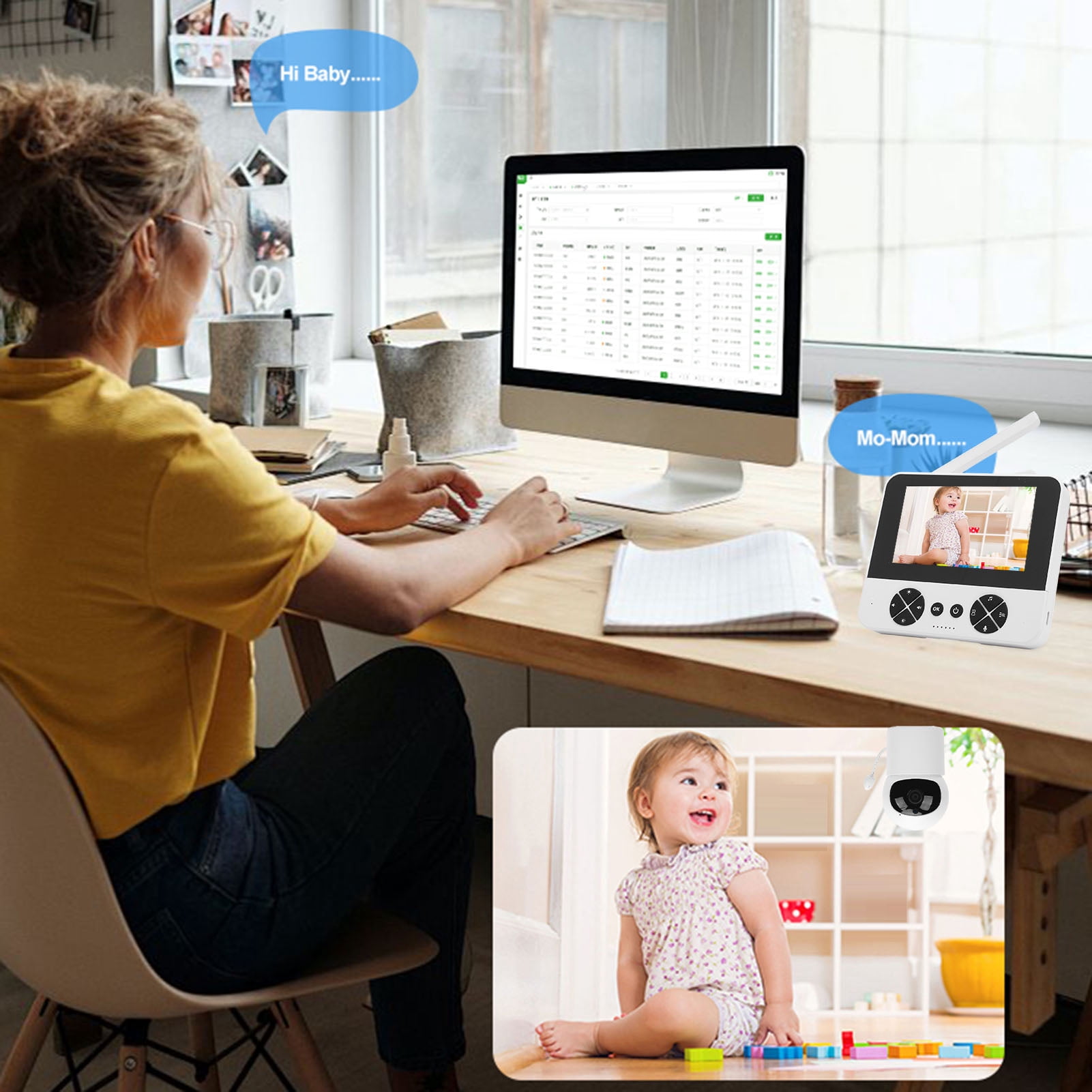 Riousery Baby Monitor with 4.3 Inch LCD Screen, Video Baby Camera 1080p with Two-Way Intercom, Infrared Night Vision, Breath & Sound Detection for Infant Safety, 4.3 inches / 10.9 cm