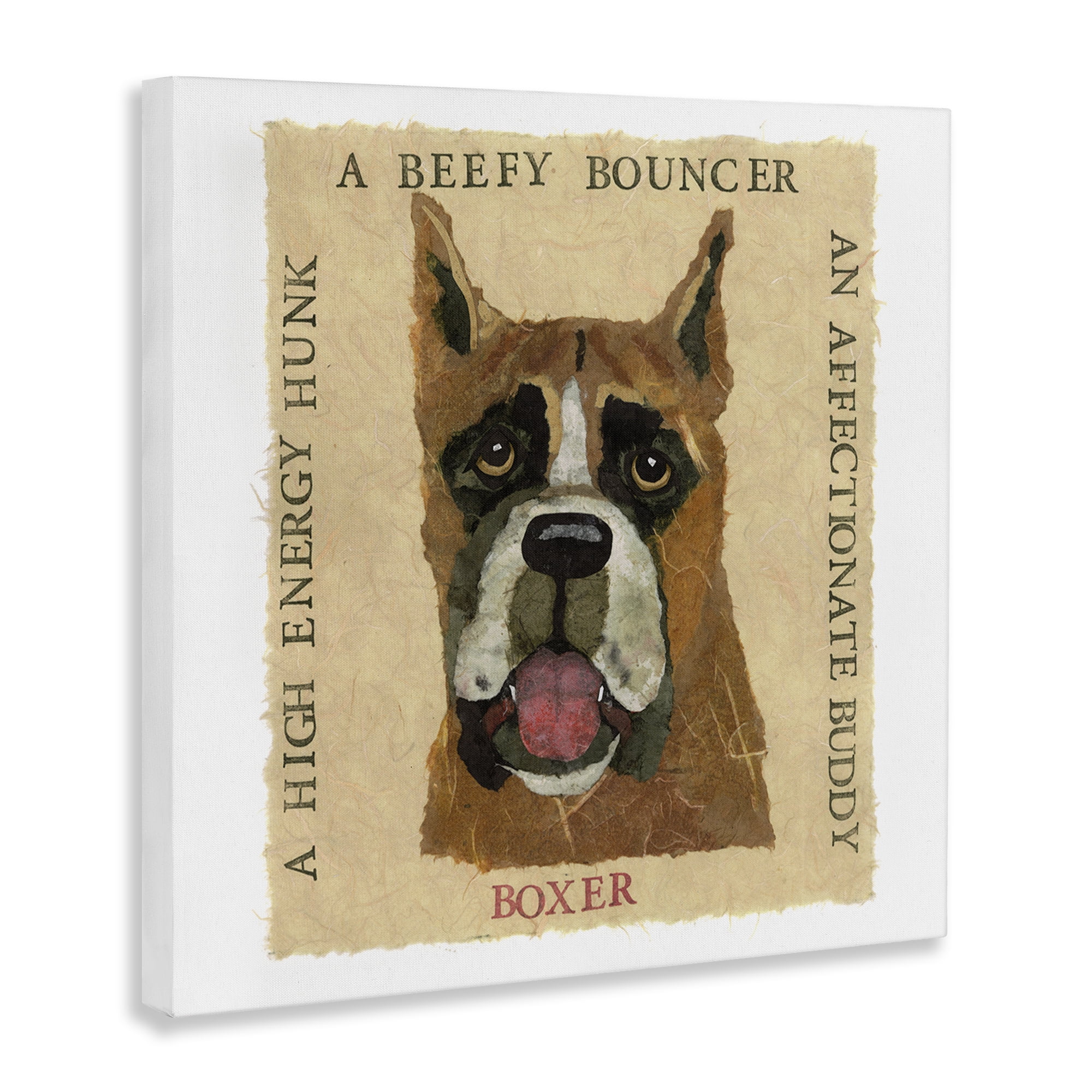 Stupell Industries Fun Boxer Pet Phrases Animals Painting Wrapped Canvas Art Print Wall Art, 30 x 30