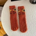 thumbnail image 2 of Huowey Halloween Fuzzy Socks For Women Men Crew Socks Pumpkin Ghost Pattern Halloween Gift Fall Winter Warm Comfort Festival Party Lounging Home Socks,Red, 2 of 4