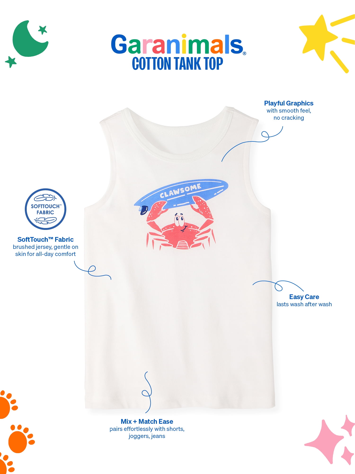 Garanimals Newborn, Baby & Toddler Boy Cotton Graphic Tank Top, Sizes 0-6T
