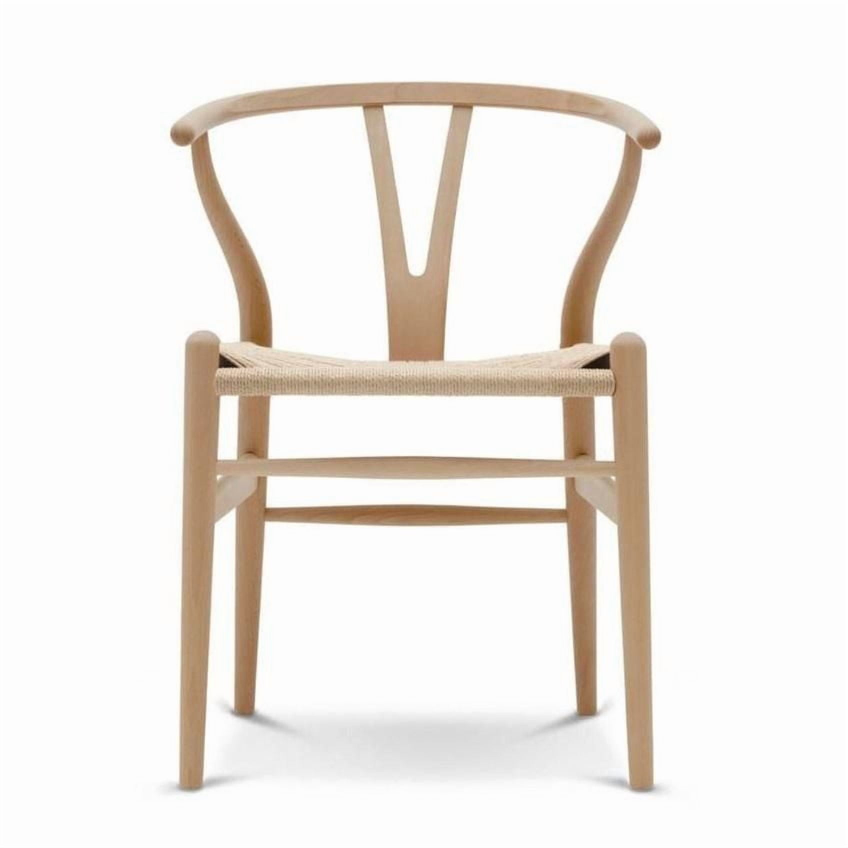 Take Me Home Classic Wishbone Replica Dining Chair, Natural Wood with Arms.