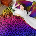 thumbnail image 5 of Homewish Leopard Print Bedding Comforter Set 7pcs for Teens Boys Girls,Abstract Gradient Ombre Queen Bedding Sets Super Cozy,Colorful Animal Print Queen Sheet Sets,Breathable Home Decor,Reversible, 5 of 9