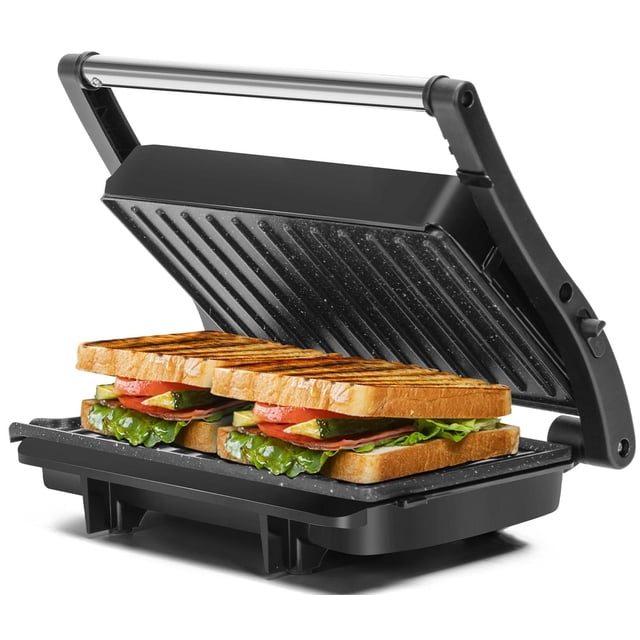 Parrilla Eléctrica Aigostar 1000 W Cerámica Abre 180 Grados 3 en 1
