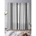 thumbnail image 3 of Black Grey Stripes Sheer Curtains 96 Inch Length 2 Panels Set, Simple Striped Lines Minimalist Modern Voile Window Treatment Semi Sheer Long Curtains Drapes for Bedroom/Living Room/Kitchen 52"x96"x2, 3 of 7