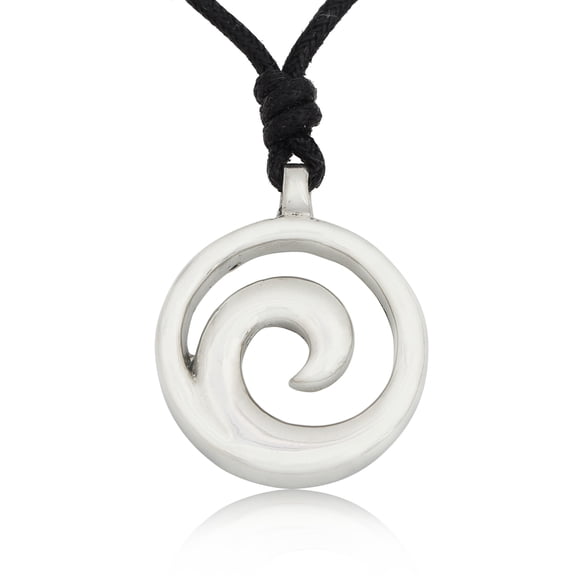 Maori Swirl Infiniti Silver Pewter Charm Necklace Pendant Jewelry With Cotton Cord