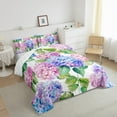 thumbnail image 3 of Manfei Hydrangea Queen Comforter Set,Rustic Flower Floral Bedding Sets,Pink Purple Blue Ombre Bedding Comforter Set For Girls,Ultra Soft Home Decor Reversible,3pcs, 3 of 8