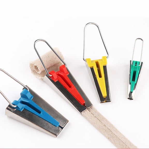 Milisten Red Metal Bias Tape Maker Tool, 1 Piece Sewing Craft Accessory for Fabric Binding and Quilting