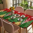 thumbnail image 3 of Red Christmas Tree Table Cloths for 6 Foot Rectangle Tables, Green Golden Xmas Tree Snowflake Winter Patio Waterproof Elastic Fitted Tablecloths, Washable Rectangular Table Cover for Camping, 3 of 8