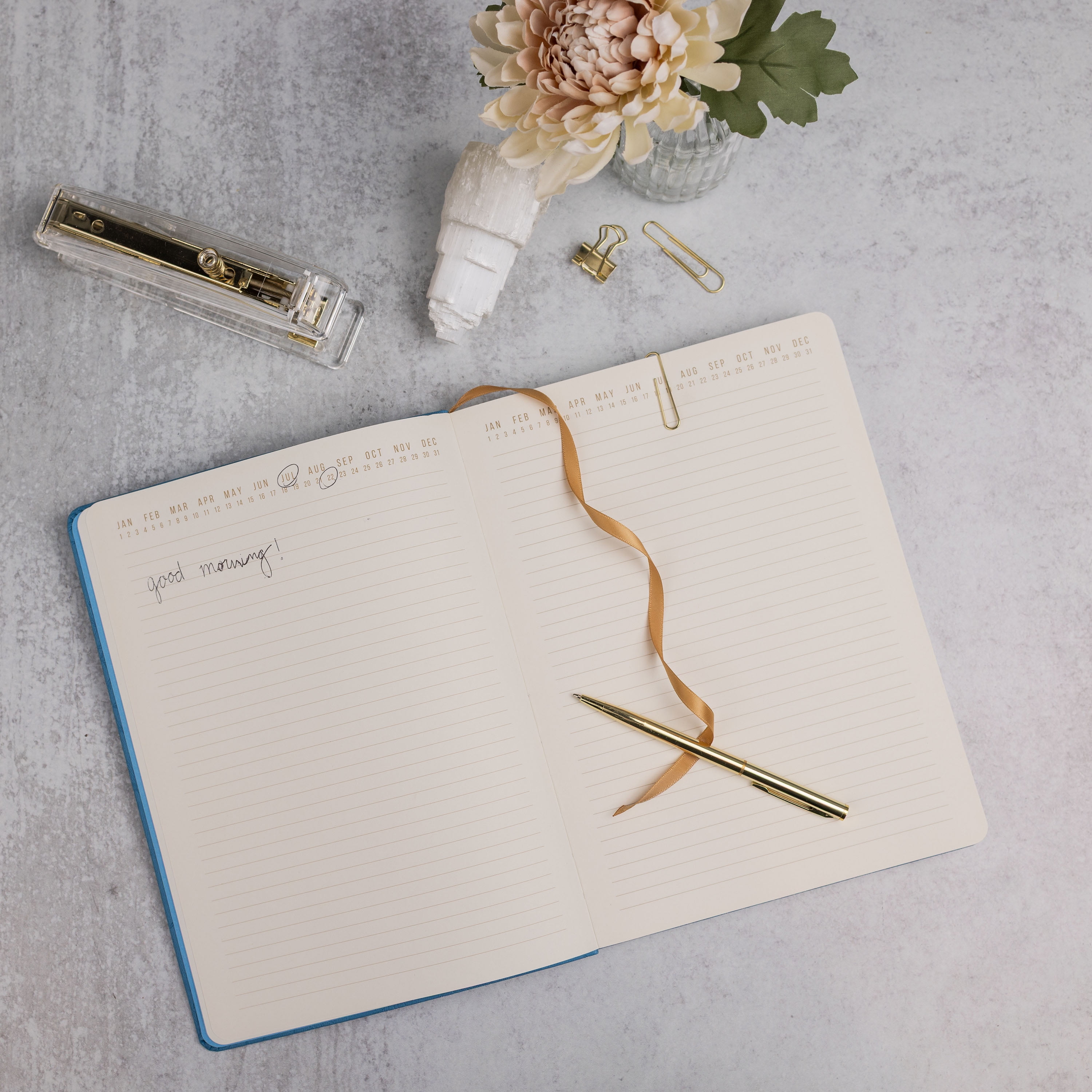 Think Ink Leatherette Jumbo Blue Wildflower Embossed Journal - 7.375” x 10.25", 192 Lined Pages