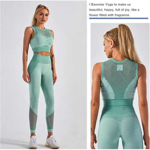 Exercise Outfits for Women 2 Pieces Ribbed Seamless Yoga Outfits Sports Bra  and Leggings Set Tracksuits 2 Piece - Walmart.com