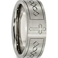 thumbnail image 5 of Titanium Brushed Cross Design 8mm Flat Band (Size 8.5) Made In China tb145-8.5, 5 of 5