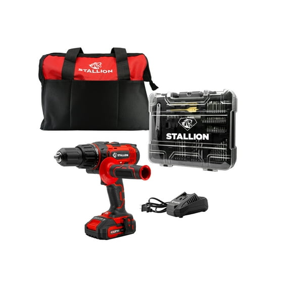 Kit Taladro De Impacto De Batería 20v + Maletín Equipado 65 Accesorios + Batería + Cargador Y Juego De Brocas