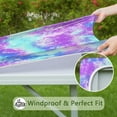 thumbnail image 6 of Colorful Tie Dye Pattern Square Fitted Tablecloth with Elastic Edge,Square Table Cover,Washable Elastic Table Cover for Home Kitchen Party Decor 36"x36", 6 of 6