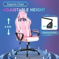 thumbnail image 3 of YRLLENSDAN Gaming Chair for Adults PC Gaming Chair with Vibrating Massage Heavy Duty Gaming Chair Video Game Chair Reclining Gaming Chair Comfy Computer Chair with Headrest and Lumbar Support,Pink, 3 of 8