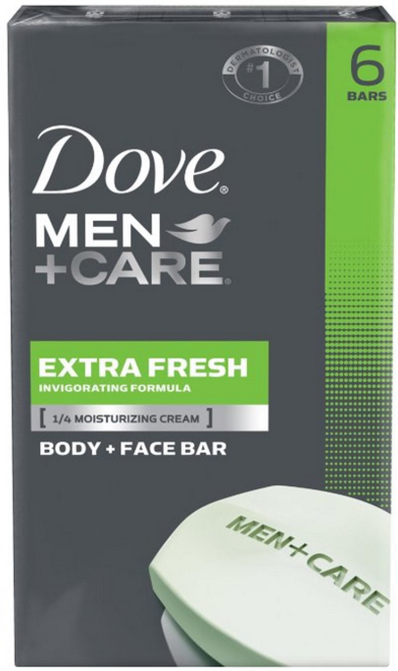 Dove Men+Care Body & Face Bars, Extra Fresh, 4.25 oz bars, 6 ea (Pack of 2)