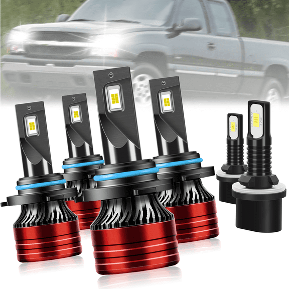 TELLIGIBLE For Chevrolet Silverado 1500 1999-2002 LED Headlight Bulbs, High Beam 9005, Low Beam 9006, Fog Light 880, Pack of 6, 6000K Cool White, Easy Installation