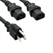 Kentek 6 Ft Power Cord 3 Prong Extension Y Splitter Cable NEMA5-15P to 2 X IEC320 C13 SJT 16 AWG 13A 250V Black Heavy Duty