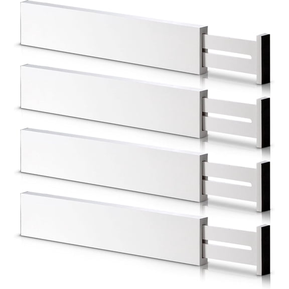 XIMEI 4-Pack Bamboo Drawer Dividers 2.6" High, Adjustable 12"-17" Expandable Organizer for Clothes/Kitchen/Bedroom/Dresser/Office, White