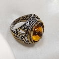 thumbnail image 4 of YYKihy Yellow Amber Ring Handmade Luxury Cut Hollow Personality Retro Engagement Jewelry Gift Women Men, 4 of 5
