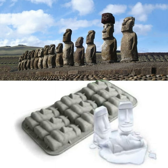 New Easter Island Moai Stone Statues Ice Tray Cubes DIY Mould Pudding Mold LQWA
