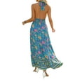 thumbnail image 6 of Qmyliery Women's Tie-Up Halter Dress, Flower Print Hollow-Out Sleeveless Backless Ruffle Hem Long Dress,S/M/L/XL, 6 of 7