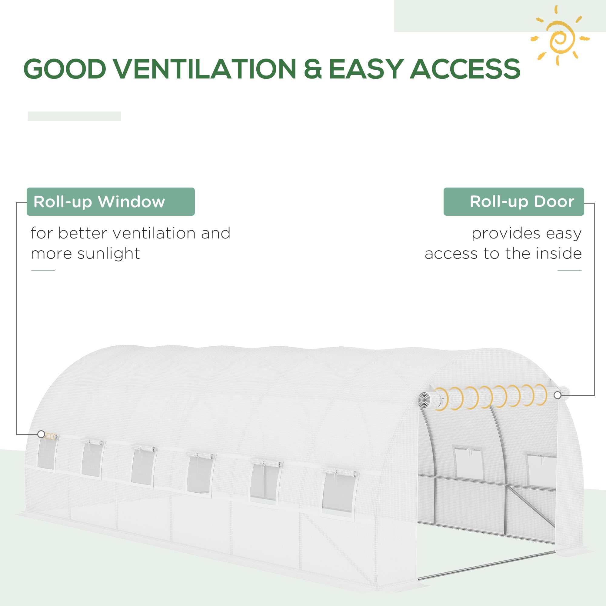 Outsunny 19.7' x 9.8' x 6.6' Greenhouse Cover Replacement, White
