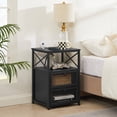 thumbnail image 3 of VECELO Set of 2 Nightstand with Charging Station & 2 Flip Drawers, Sofa Side End Table for Bedroom, Living Room, 2 USB Ports & 2 Power Outlet, Black, 3 of 9