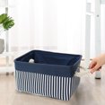 thumbnail image 6 of Unique Bargains Foldable Canvas Fabric Storage Bins Basket Clothing Storage Dark Blue-S, 6 of 8