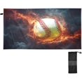 thumbnail image 2 of Fire Baseball Beach Towel Soft Absorbent Quick Dry Sand Free Lightweight Polyester Camping Towels for Beach Travel Swim 30x60 in Wash cloth, 2 of 7