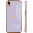 thumbnail image 4 of Compatible with iPhone XR Case Love Heart Plating Electroplate Luxury Elegant Case Camera Protector Soft TPU Shockproof Four Corner Back Cover iPhone XR Case -Purple, 4 of 10