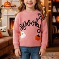 thumbnail image 2 of 12-18 Months Toddler Girls "Spooky" Ghost Pumpkin Embroidered Knit Sweater,Halloween Pullover, 2 of 9