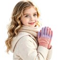 thumbnail image 5 of TKKCS Kids Gradient Knit Gloves Warm Elastic Ribbed Cuff Soft Stretchy Full Fingers Winter Gloves for Boys Girls Orange 3-8Years, 5 of 7