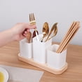 thumbnail image 7 of AYktou Separation Compartments Cutlery Storage Box, Multi-Functional Kitchen Tableware Storage Rack, Chopsticks Cup Holders DIY Cutlery Racks Fork Spoon Draining Cage Kitchen Organizer, White, 7 of 7