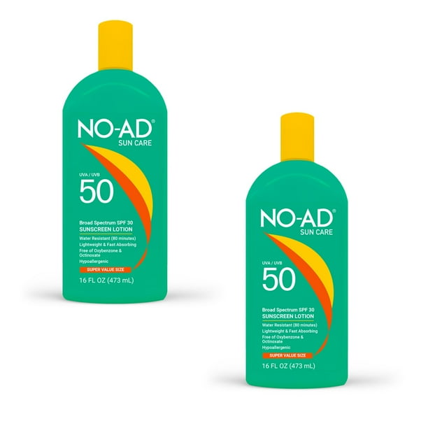 Loción de protección solar NO-AD SPF 50 de amplio espectro 480 ml x2