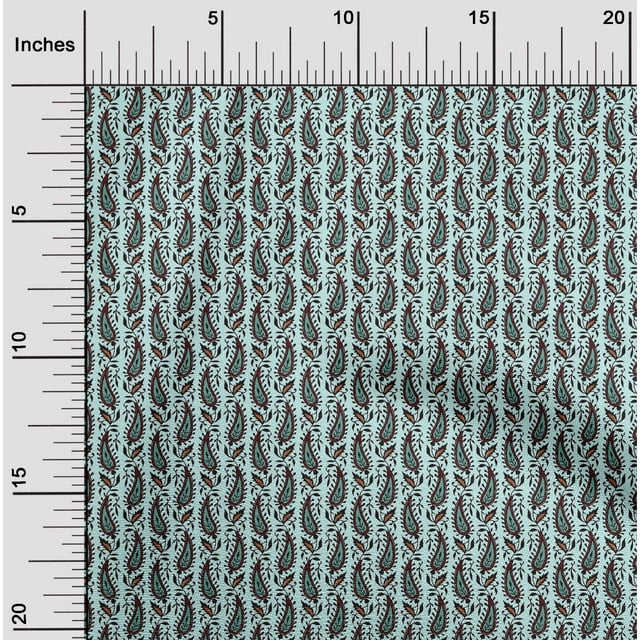 oneOone Silk Tabby Fabric Leaves & Paisley Block Fabric Prints By Yard 42 Inch Wide