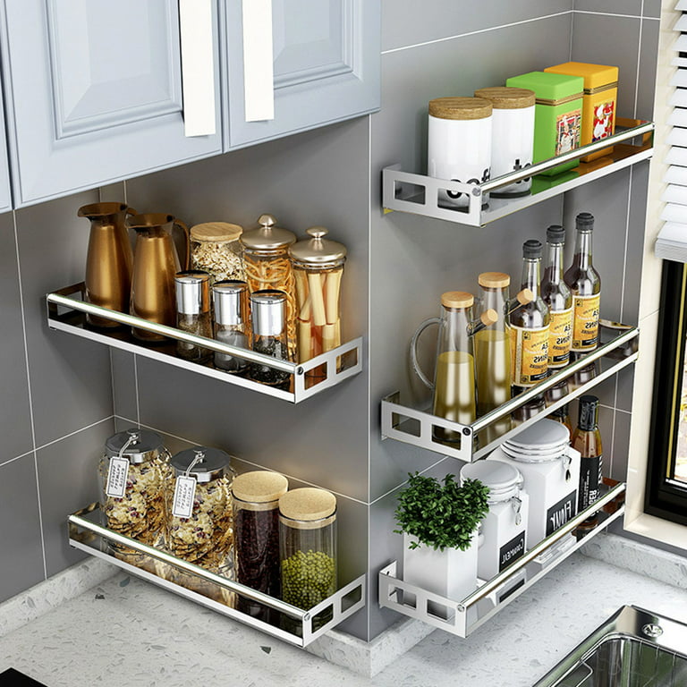 Stainless Steel Kitchen Storage Rack, Wall-mounted For Spices
