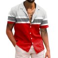 thumbnail image 1 of BOBOGOJP Men's Linen Shirts Short Sleeve Casual Beach T Shirts,Red S, 1 of 4