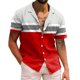 thumbnail image 1 of Playeras Hombres Casual Manga corta Primavera Verano Turndown Neck 3D Impreso Camisas Moda Top Blusa Camisas (Red, S), 1 of 4
