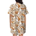 thumbnail image 6 of Fuzoiu Autumn Fox with Brown Plants Print Women's Short-Sleeved Pajama Set,Lounge Sleepwear Set,Womens Pajama Sets 2 Piece,Button-Up Top and Shorts with Pockets-Large, 6 of 7