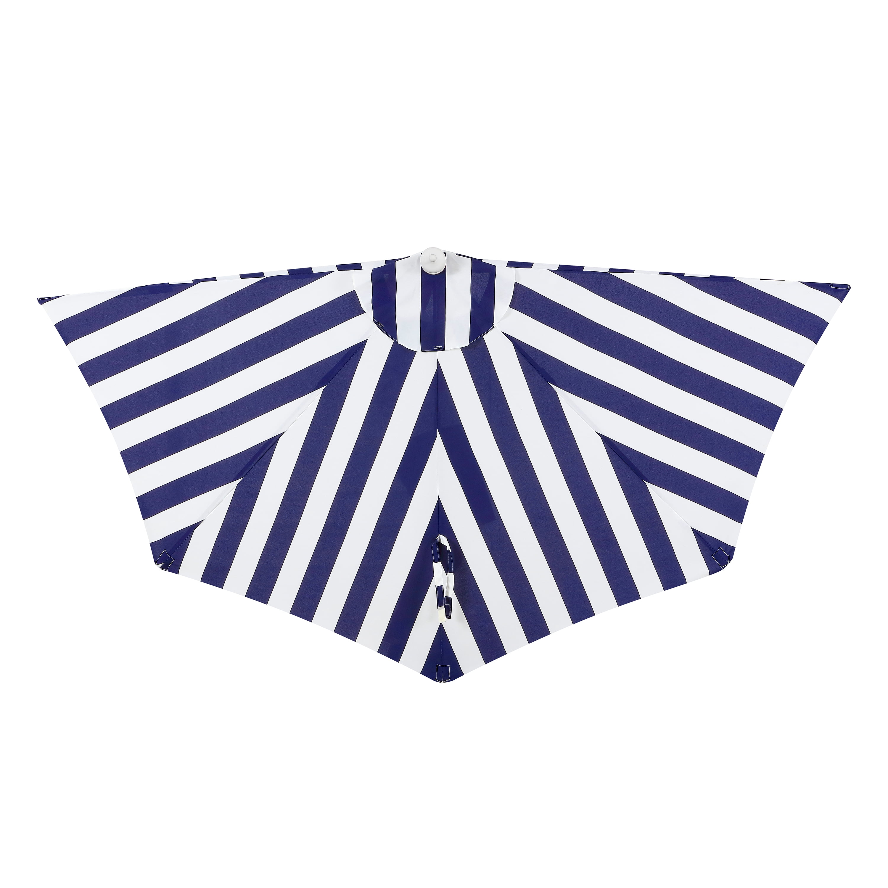 JONATHAN Y Beverly 9 ft. Half Market Patio Umbrella, Designer Classic Scalloped Fringe with Crank, Tilt Button and UV Protection, Navy/White, White Pole