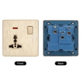 thumbnail image 3 of UK US Socket Switch Multi Power Outlet Gold Tone 250V 13A 88mmx86mm, 3 of 5