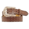 thumbnail image 1 of Nocona Western Belt Womens Leather Studded Crystal Mocha N3487802, 1 of 1